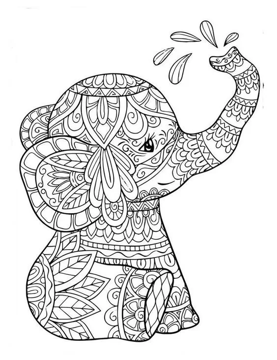 Desenho elefante em mandala para colorir