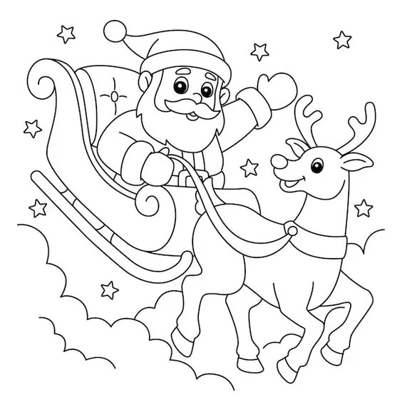 Papai Noel e Rena para colorir